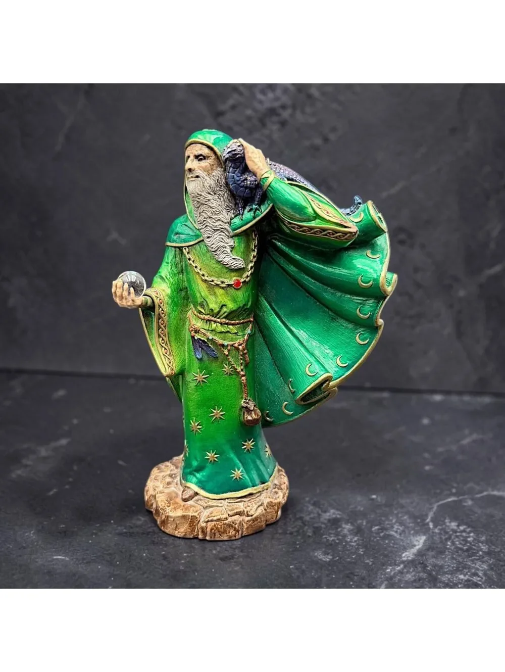 Vtg Windstone Editions M. Pena Emerald Wind Wizard Crystal Ball #321/1000 7.5